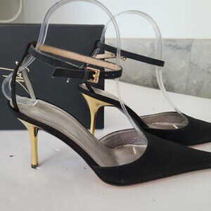 Black Vicini strappy pointed heels